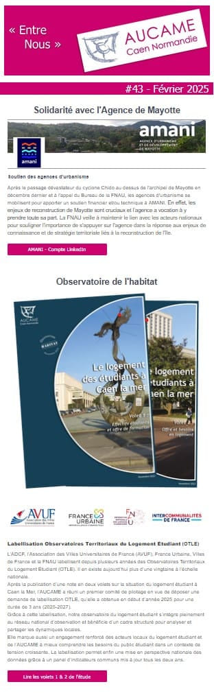 Lettre d'information numérique de l'AUCAME