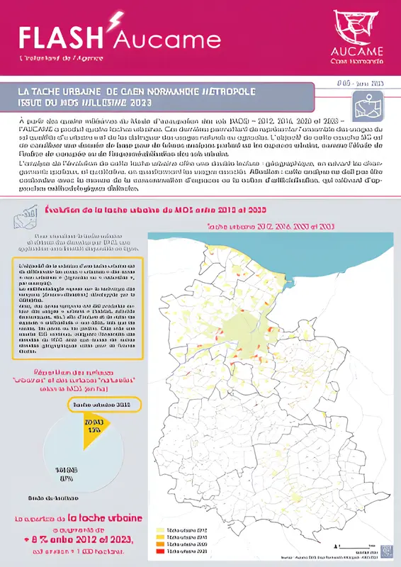 La tache urbaine de Caen Normandie Métropole issue du MOS 2023