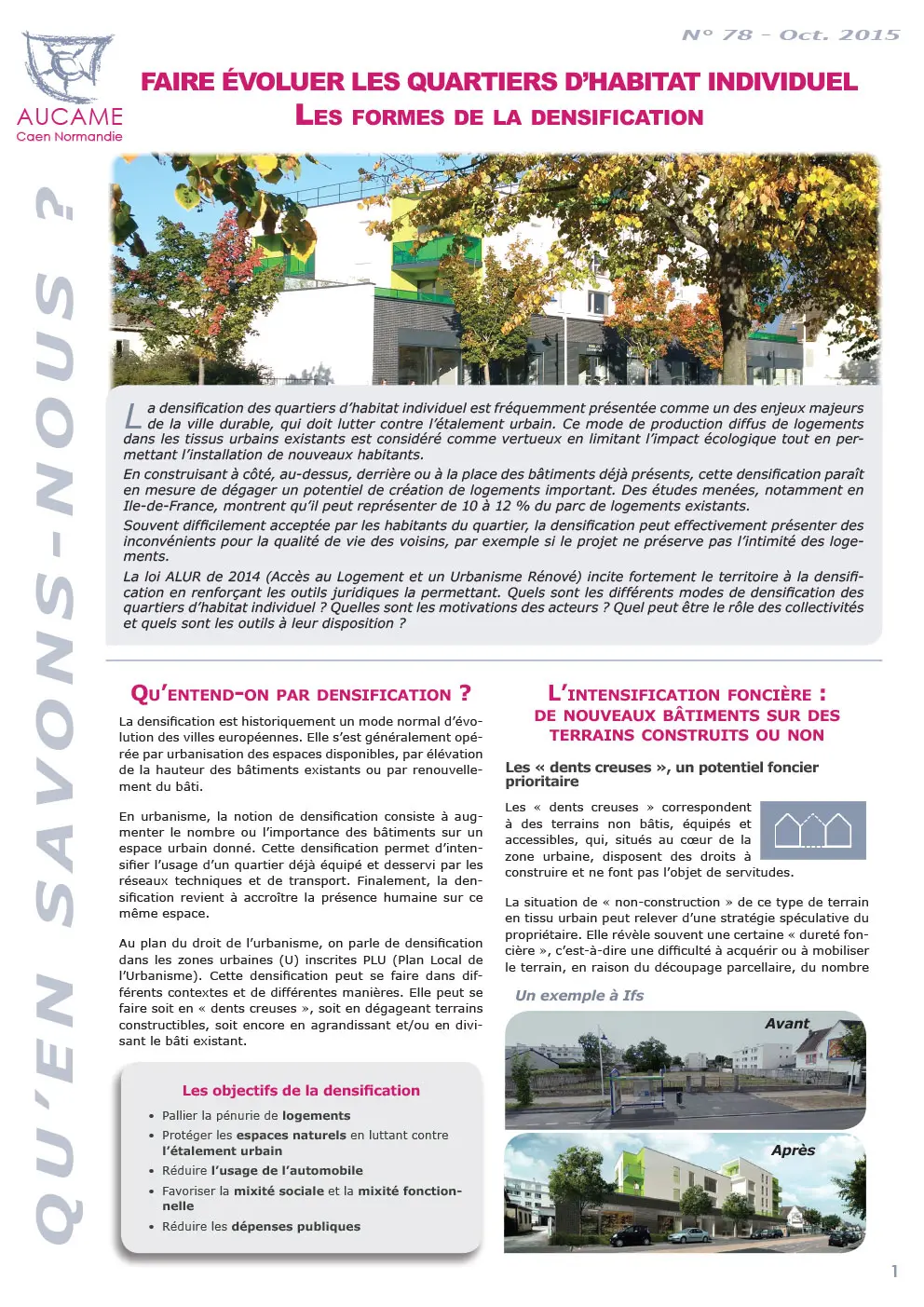 Faire évoluer les quartiers d'habitat individuel : les formes de la densification.