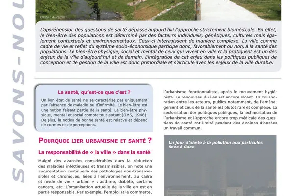 Urbanisme et santé : de l'observation à l'action