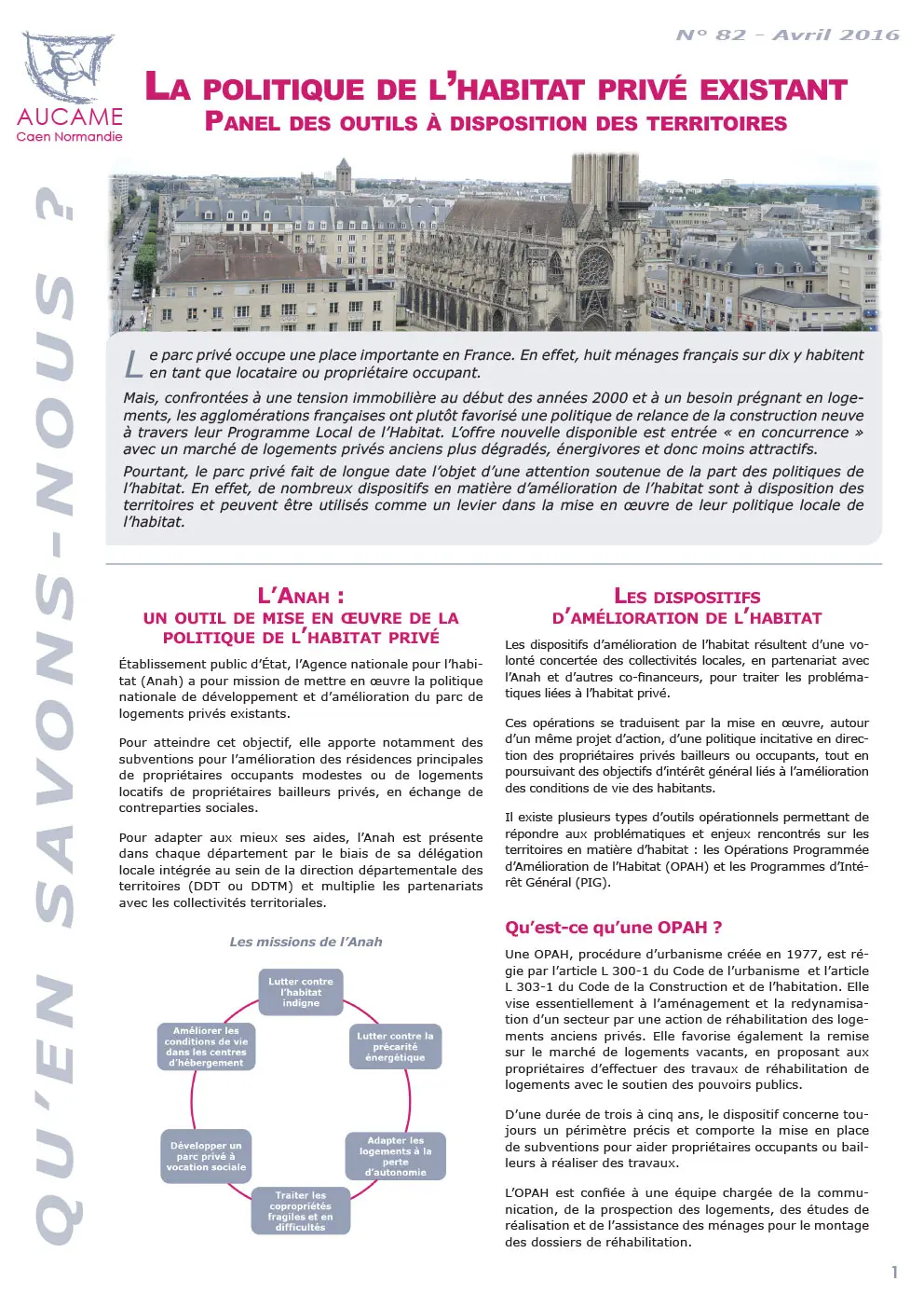 La politique de l'habitat privé existant : panel des outils à disposition des territoires.