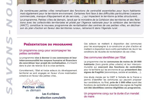 QSN #127 -  Petites villes de demain , un programme de revitalisation à destination des pôles ruraux