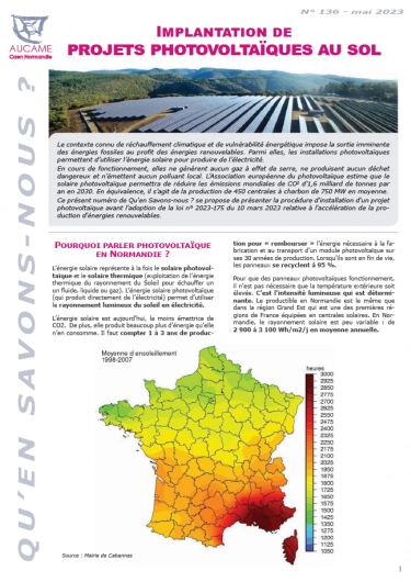 QSN #136 : Implantation de  projets photovoltaïques au sol
