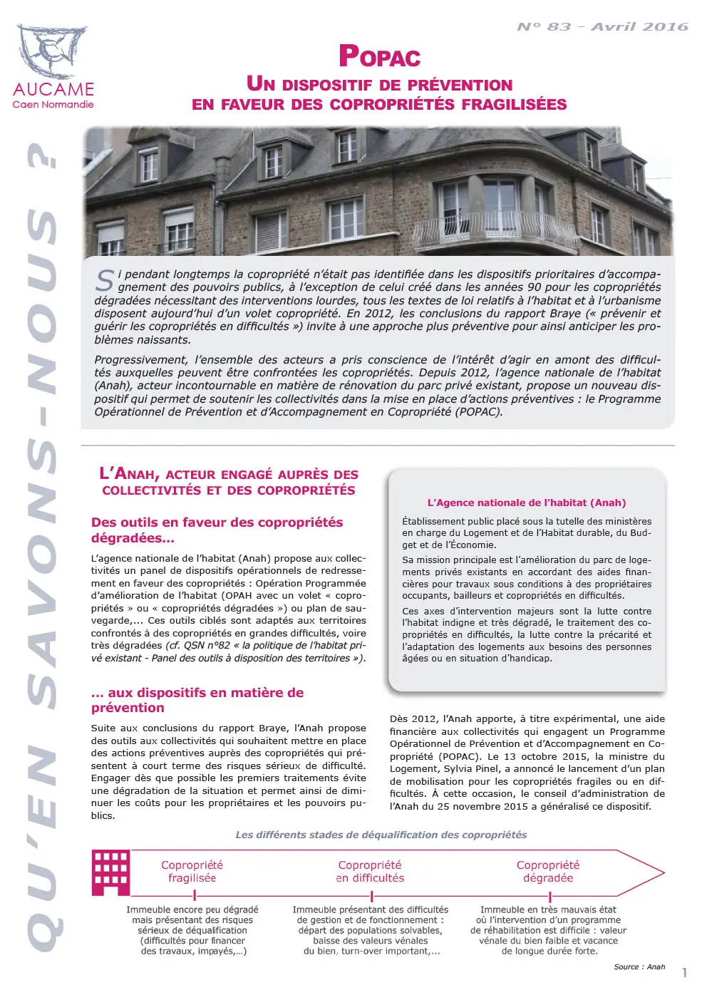 POPAC : un dispositif de prévention en faveur des copropriétés fragilisées.