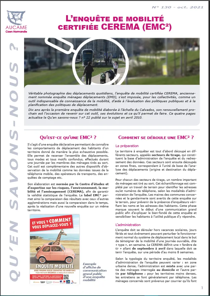 QSN # 130 - L’enquête de mobilité certifiée CEREMA (EMC²)