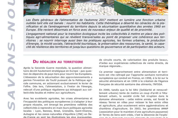 L'alimentation à l'agenda des territoires : nourrir les habitants, nouveau sujet pour la planification ?