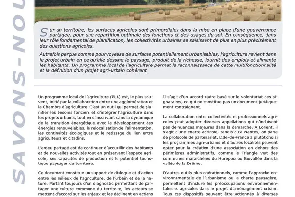 Le programme local de l'agriculture : pour un aménagement agri-urbain du territoire