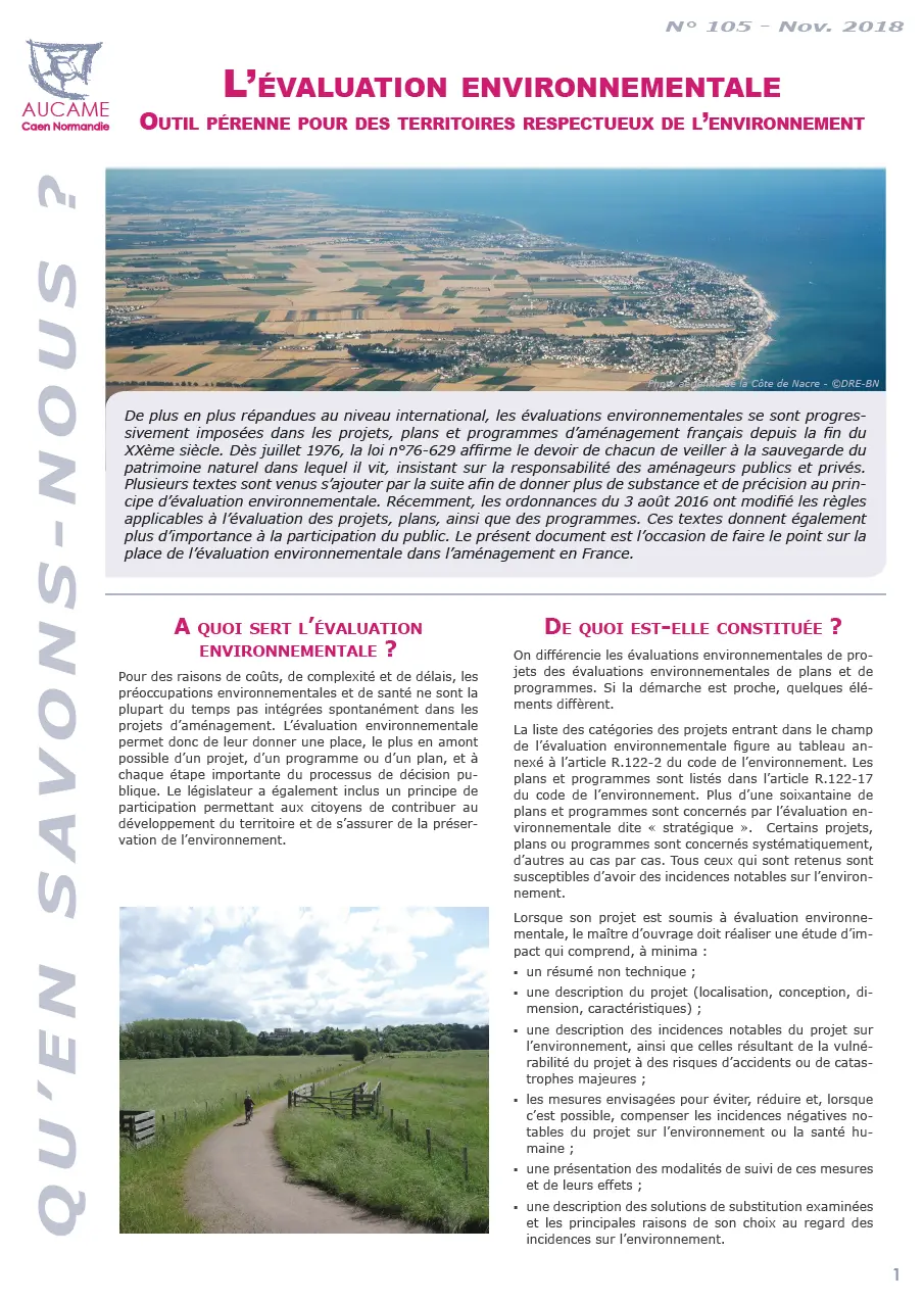 QSN #105 - L’évaluation environnementale, outil pérenne pour des territoires respectueux de l’environnement