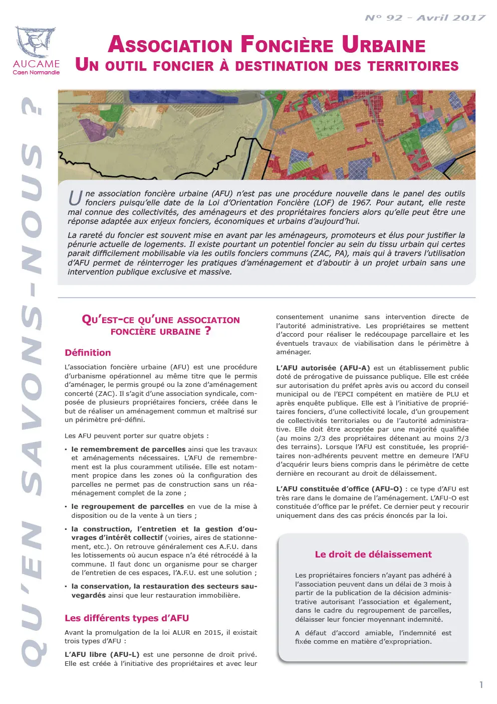 Association foncière urbaine, un outil foncier à destination des territoires