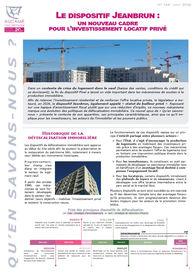 QSN #144 - Le dispositif Jeanbrun : nouveau cadre pour l’investissement locatif privé