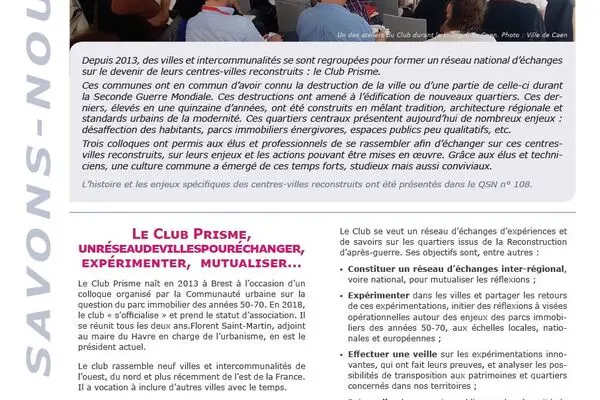 QSN #113 - Le Club Prisme :  un réseau de villes au service des centres reconstruits