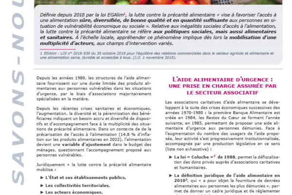 QSN # 138 - Comprendre le jeu d’acteurs  de la lutte contre la précarité alimentaire