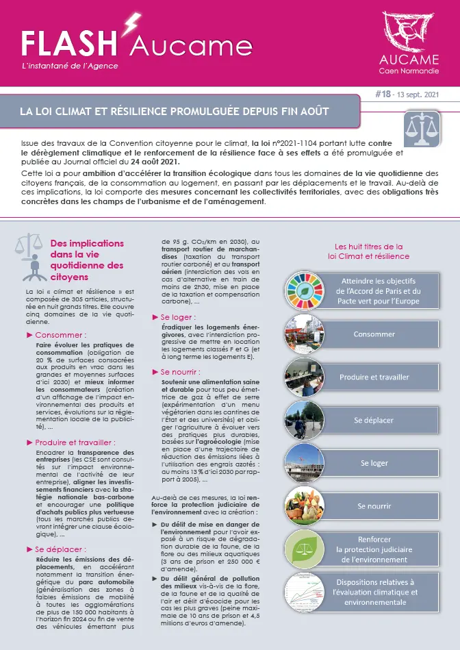 Flash' # 18 - La loi Climat et résilience promulguée depuis fin août