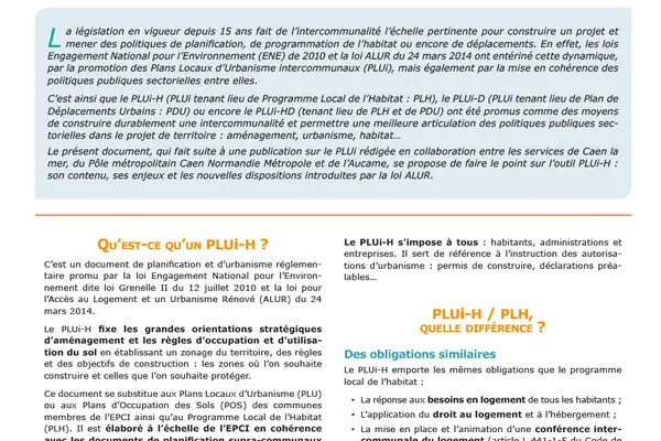 Le plan local d'urbanisme intercommunal tenant lieu de programme local de l'habitat (PLUi-H)