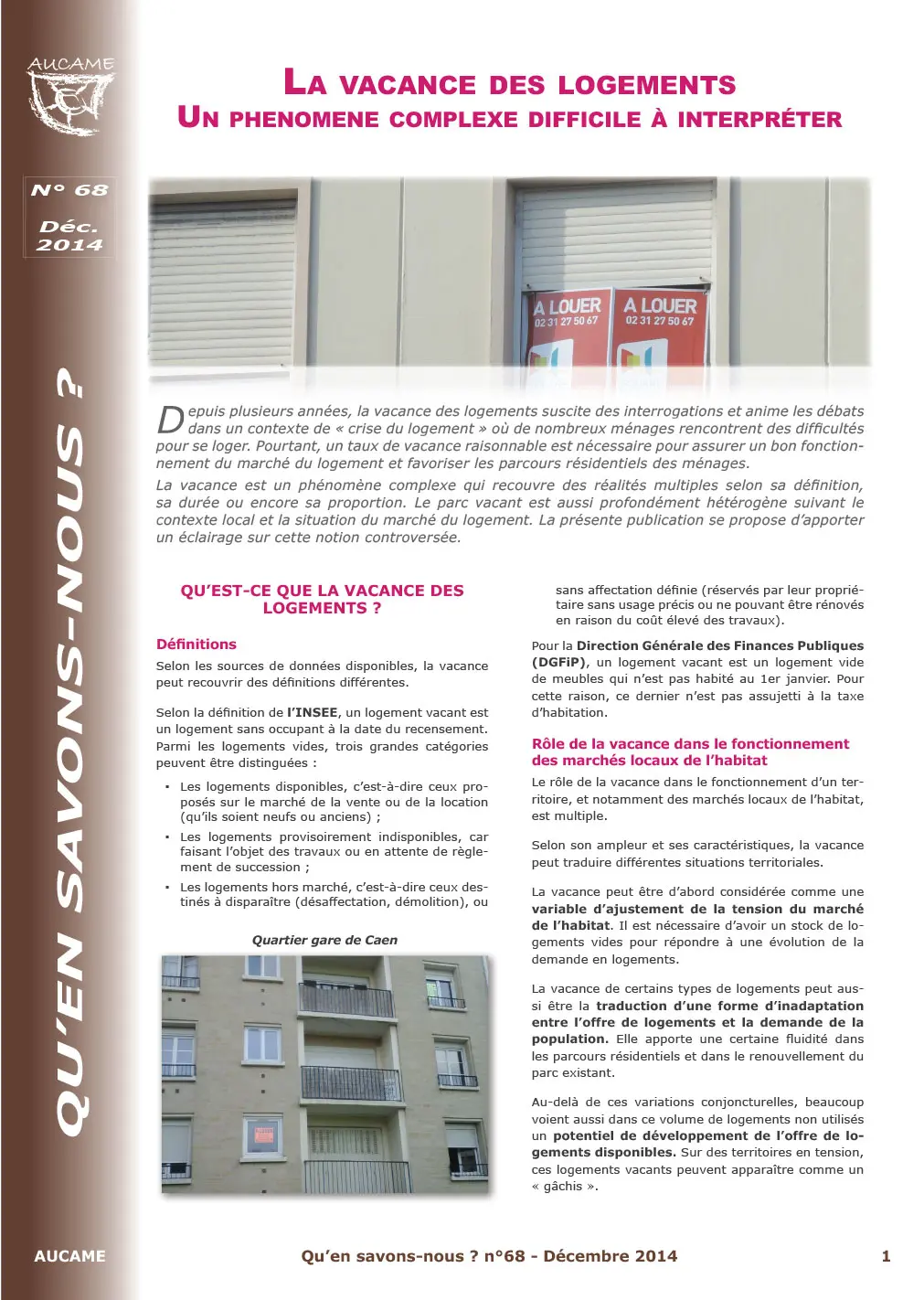 La vacance des logements, un phénomène complexe à interpréter