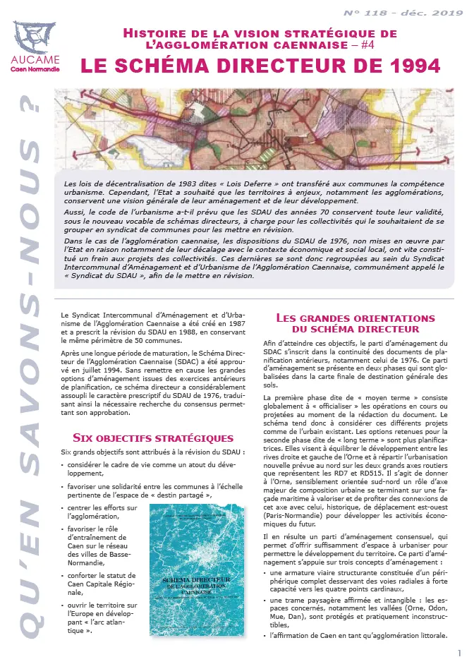 QSN118 - Histoire de la vision stratégique de l’agglomération caennaise : le SDAC de 1994